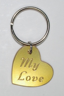 Brass My Love Heart Shaped Keyring