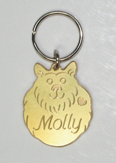 Brass Fluffy Dog ID Tag