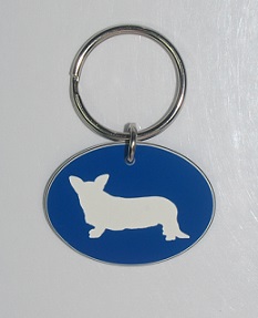 Plastic Corgi Keyring in Blue