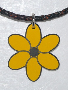 Plastic Flower Pendant in Yellow