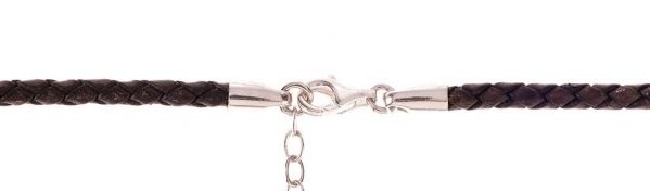 Braided natural leather necklace 3mm dia - brown1