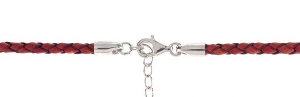 Braided natural leather necklace 3mm dia - red1