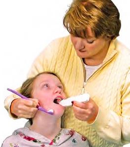 Open wide mouth rest with child and brush