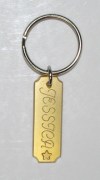 Brass Rectangular Name Tag with Scalloped Corners Keyring