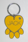 Plastic Paw Dog ID Tag in Yellow