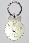 Sterling Silver Fluffy Dog ID Tag with Garnet (Almadine)
